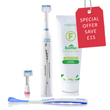Load image into Gallery viewer, Oral Hygiene Bundle with BioMin F Toothpaste and Triple Bristle Sonic Toothbrush, special offer tag.
