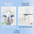 Load image into Gallery viewer, Triple Bristle Original Sonic Rechargeable Toothbrush with three-sided brushing vs. conventional one-sided brushing.