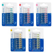 Load image into Gallery viewer, Curaprox CPS Prime Refill Interdental Brush packs in five sizes and colours (green, red, pink, yellow, and lime green). Each blister pack contains 8 refill brushes designed for deep interdental cleaning. Packaged with CURAPROX branding and labeled "Swiss Premium Oral Care."