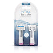 Load image into Gallery viewer, Triple Bristle Sonic Premium Replacement Brush Heads PINK, pack of 2, with blue indicator bristles.