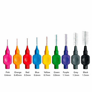 TePe Interdental Brushes Pack of 8 in assorted colors and sizes for effective plaque removal.