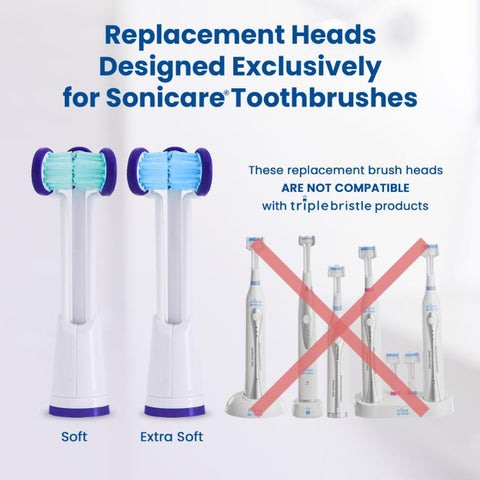 Triple Bristle Brush Heads - Sonicare - Pack of 3, extra soft bristles