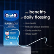 Load image into Gallery viewer, Oral-B Superfloss Threader with listed daily flossing benefits: gum health, reduced plaque bacteria, cavity protection and whiter teeth through plaque removal.
