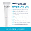 Load image into Gallery viewer, List of blue®m Oral Gel benefits, including active oxygen, support for bleeding gums, oral wounds, dentures, extractions and dental implants.
