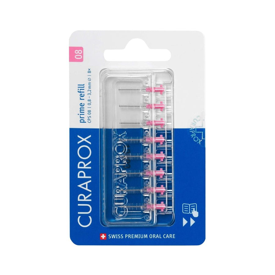 Curaprox CPS Prime Refill Pack size 08 pack of 8 pink replacement brushes